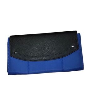 Blue Black snap wallet multi compartments new with out tags